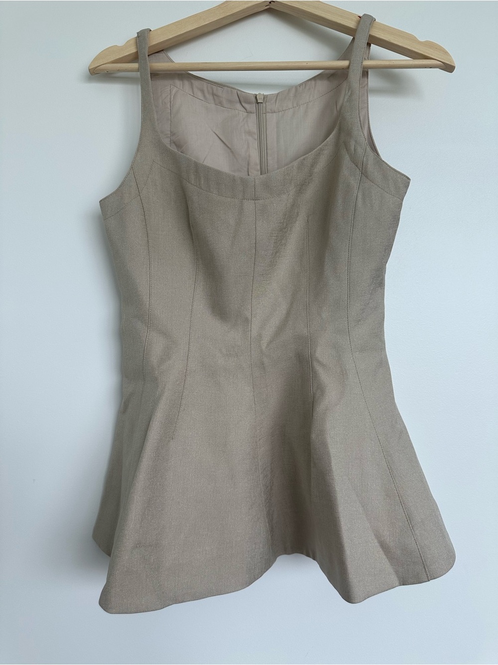 Commense Beige Sleeveless Peplum Top